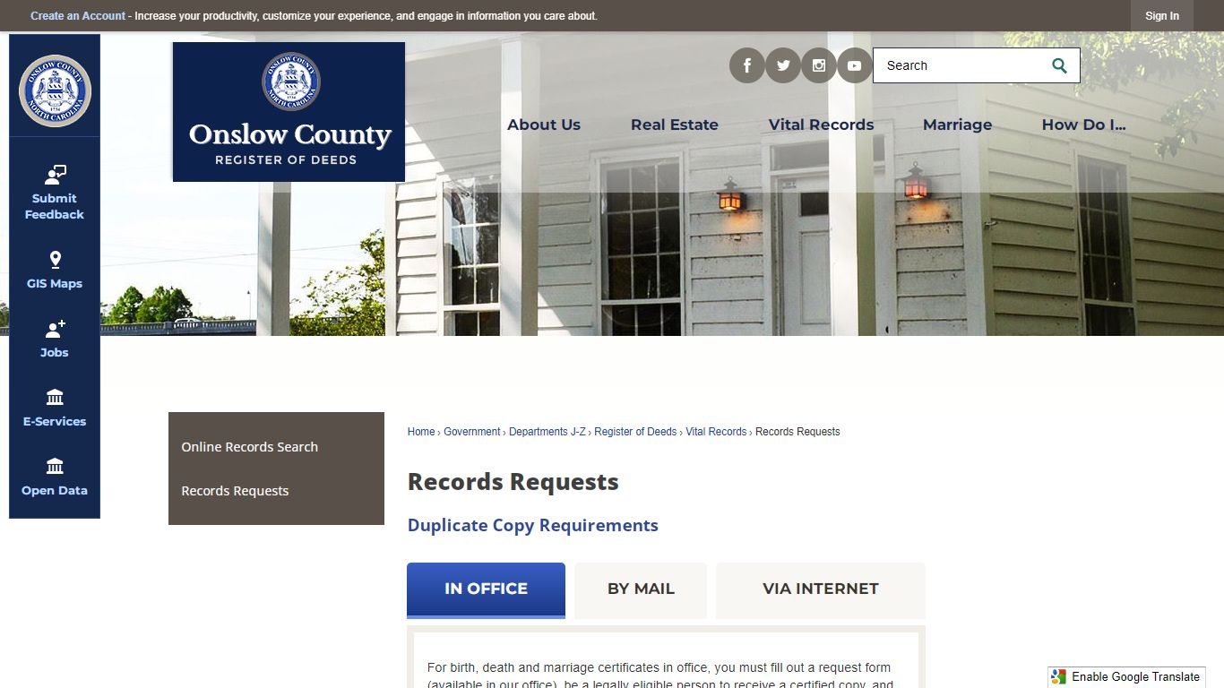 Records Requests - Onslow County, NC